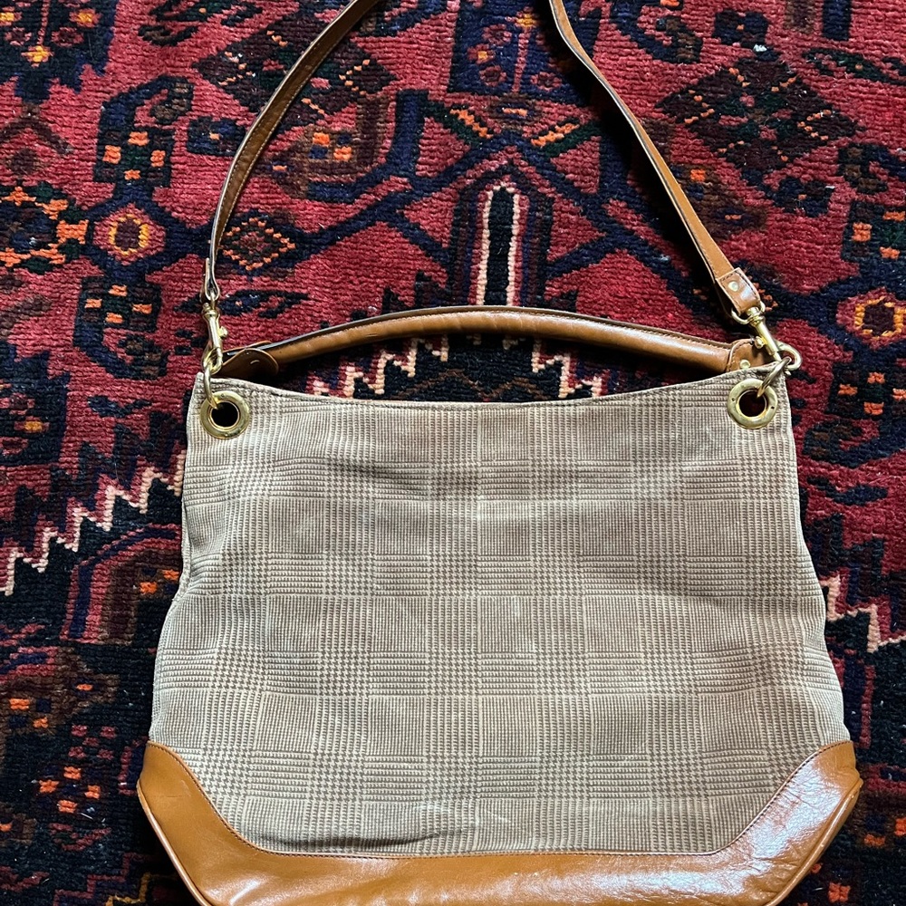 Vintage Italian Plaid Tan and Brown Women's Bag